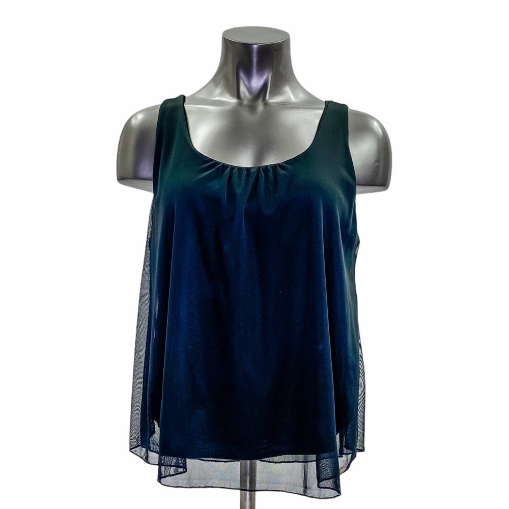 SOLID Black Semi-Sheer Chiffon Sleeveless Blouse